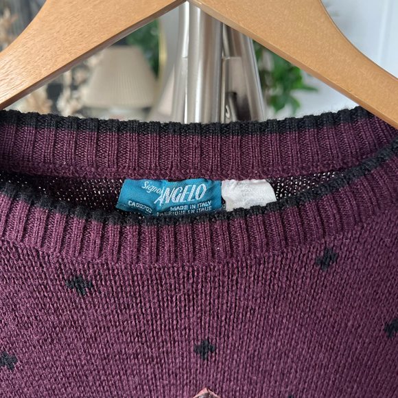 Vintage Men's Maroon Sweater by Signor Angelo - Italian, Leather Detail - Picture 6 of 6